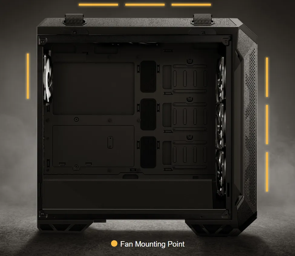 Interior fan mounting layout of the ASUS TUF GT501 case