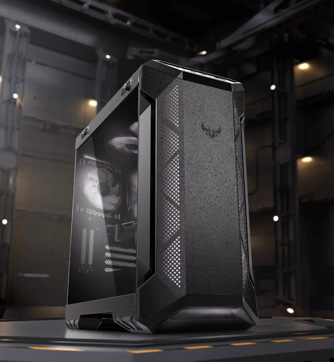 ASUS TUF GT501 chassis in futuristic industrial environment
